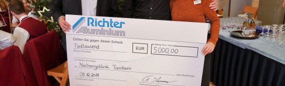 Weihnachtsspende der Firma Richter Aluminium GmbH, 5.000,00 Euro