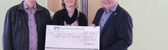 Weihnachtliche Spende der Schreinerei Graf GmbH, 600,00 Euro